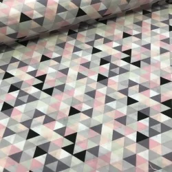 Pink and Gray Pyramids Fabric Cotton | Wolf Fabrics
