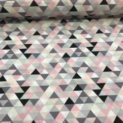 Pink and Gray Pyramids Fabric Cotton | Wolf Fabrics