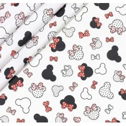 Fabric Cotton Minnie-Mickey-Mouse Small Head Knotted Red | Wolf Fabrics