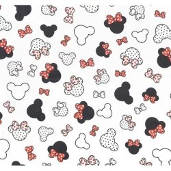 Fabric Cotton Minnie-Mickey-Mouse Small Head Knotted Red | Wolf Fabrics
