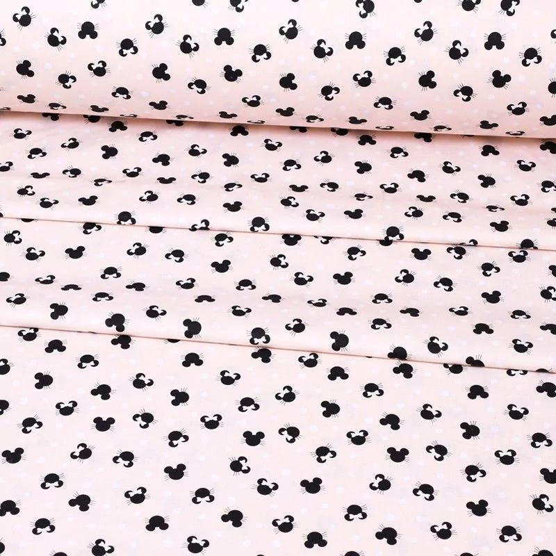 Minnie & Mickey-Mouse fabric Cotton Light Salmon background | Wolf Fabrics
