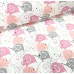 Pink Elephants Fabric Cotton | Wolf Fabrics