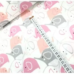 Pink Elephants Fabric Cotton | Wolf Fabrics