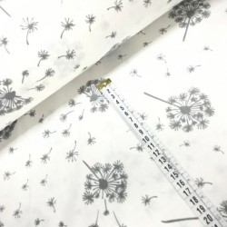 Dandelion fabric Cotton White background | Wolf Fabrics