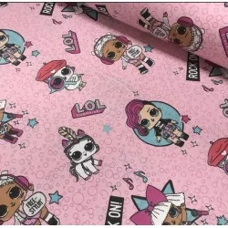 Fabric Cotton LOL Surprise! Pink background | Wolf Fabrics