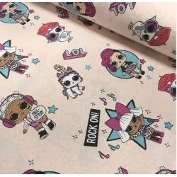 Fabric Cotton LOL Surprise! Powdered Pink Background | Wolf Fabrics