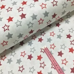 Red and Gray Star Fabric Cotton | Wolf Fabrics