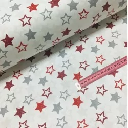 Red and Gray Star Fabric Cotton | Wolf Fabrics