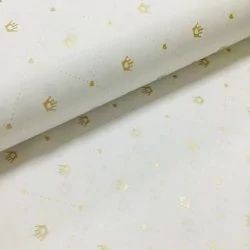 Golden Crowns and Hearts Fabric Cotton | Wolf Fabrics