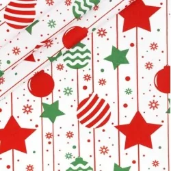 Christmas Ornaments and Stars Fabric Cotton | Wolf Fabrics