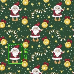 Santa Claus Fabric Green Background | Wolf Fabrics