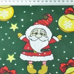 Santa Claus Fabric Green Background | Wolf Fabrics