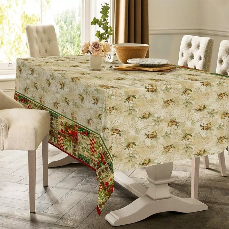 Tablecloth Christmas Bell Holly Tree and Star | Wolf Fabrics