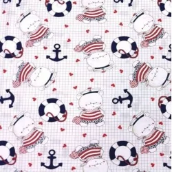 Marine Teddy Bear Fabric Cotton | Wolf Fabrics