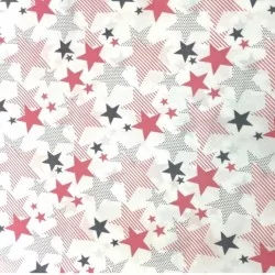 Cascade of Red and Grey Stars Fabric Cotton | Wolf Fabrics