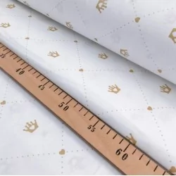 Golden Crowns and Hearts Fabric Cotton | Wolf Fabrics