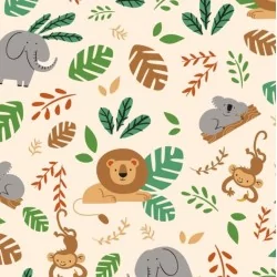 Fabric Jersey Jungle Animals | Wolf Fabrics