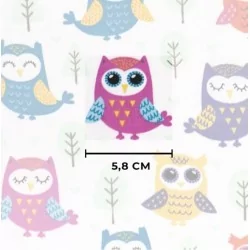 Fabric Cotton Multicolored Owls | Wolf Fabrics
