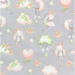 Rabbit and the Moon Fabric Cotton | Wolf Fabrics