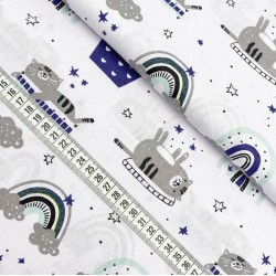 Cat and Rainbow Fabric Ctton | Wolf Fabrics