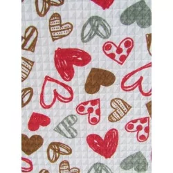 Tea Towel Little Hearts  honeycomb fabric | Wolf Fabrics