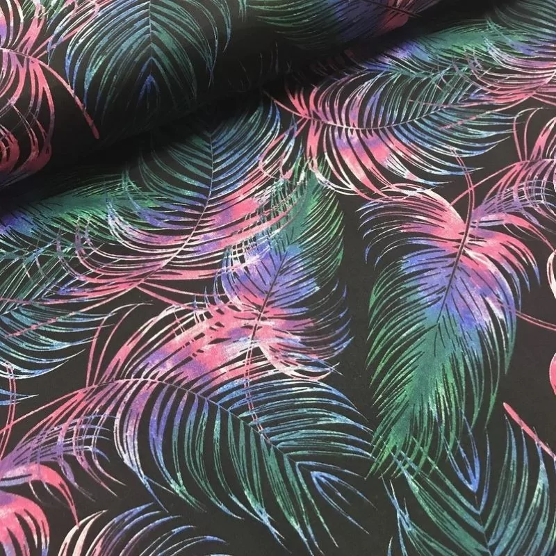 Multicoloured Palm Leaves Fabric Cotton | Wolf Fabrics