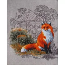 Tea Towel Fox in the Village | Wolf Fabrics