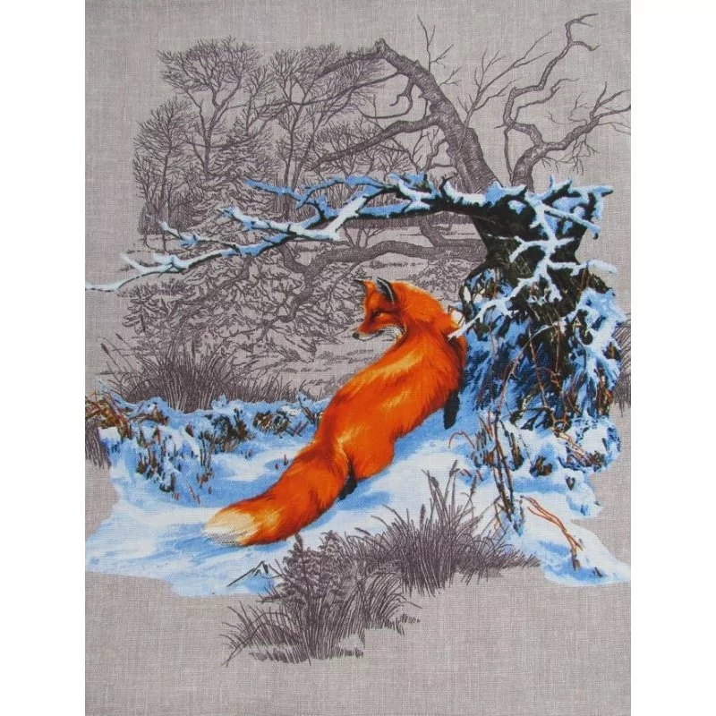 Tea Towel Fox in the Snow | Wolf Fabrics