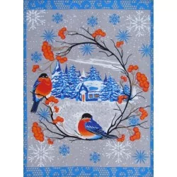 Christmas Tea Towel Bullfinch | Wolf Fabrics