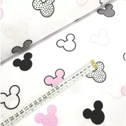 Fabric Cotton Pink and Black Mickey | Wolf Fabrics