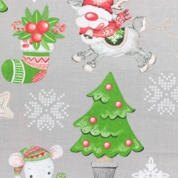 Christmas Elves, Reindeer and Mice Fabric Cotton | Wolf Fabrics