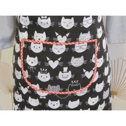 Kitchen Aprons Cats Heads Black Background | Wolf Fabrics