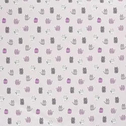 Fabric Jersey Colourful Cats Grey Background | Wolf Fabrics