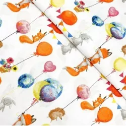 Animals on Inflatable Balloons Fabric Cotton | Wolf Fabrics