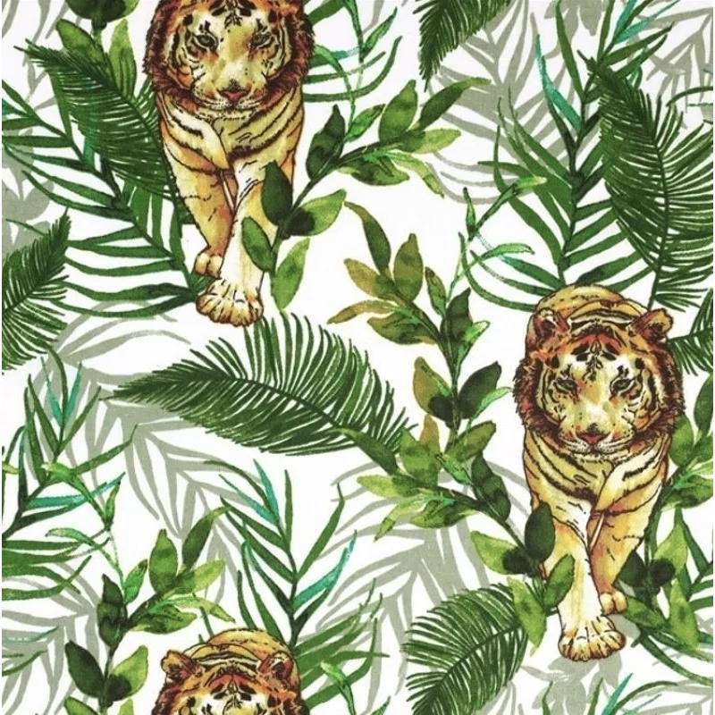 Tiger in the Jungle Fabric Cotton | Wolf Fabrics