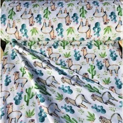 Lama fabric and cactus white background | Wolf Fabrics