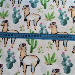 Lama fabric and cactus white background | Wolf Fabrics