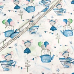Cotton mouse fabric in blue dress | Wolf Fabrics