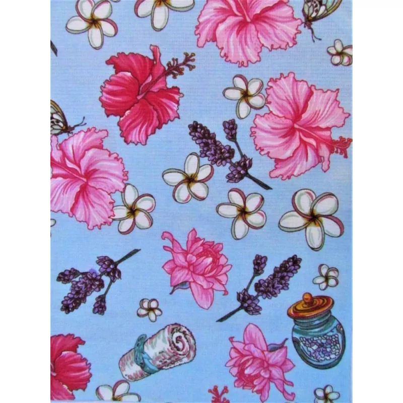 Tea Towel  Hibiscus honeycomb fabric | Wolf Fabrics