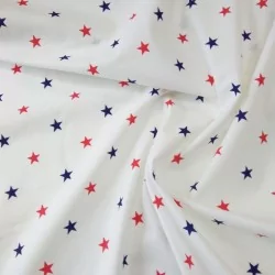 Red and Navy Blue Stars Fabric Cotton | Wolf Fabrics