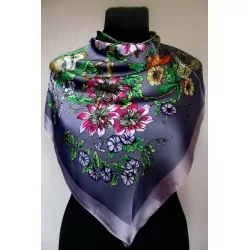 Silk Scarf Flowers on Parma Background | Wolf Fabrics