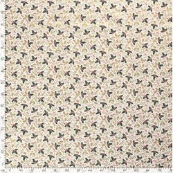 Fabric Cotton Christmas Houx Branch Background White | Wolf Fabrics