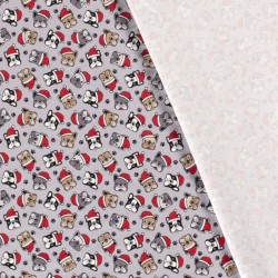 Jersey Bulldog Fabric in Christmas Hat | Wolf Fabrics