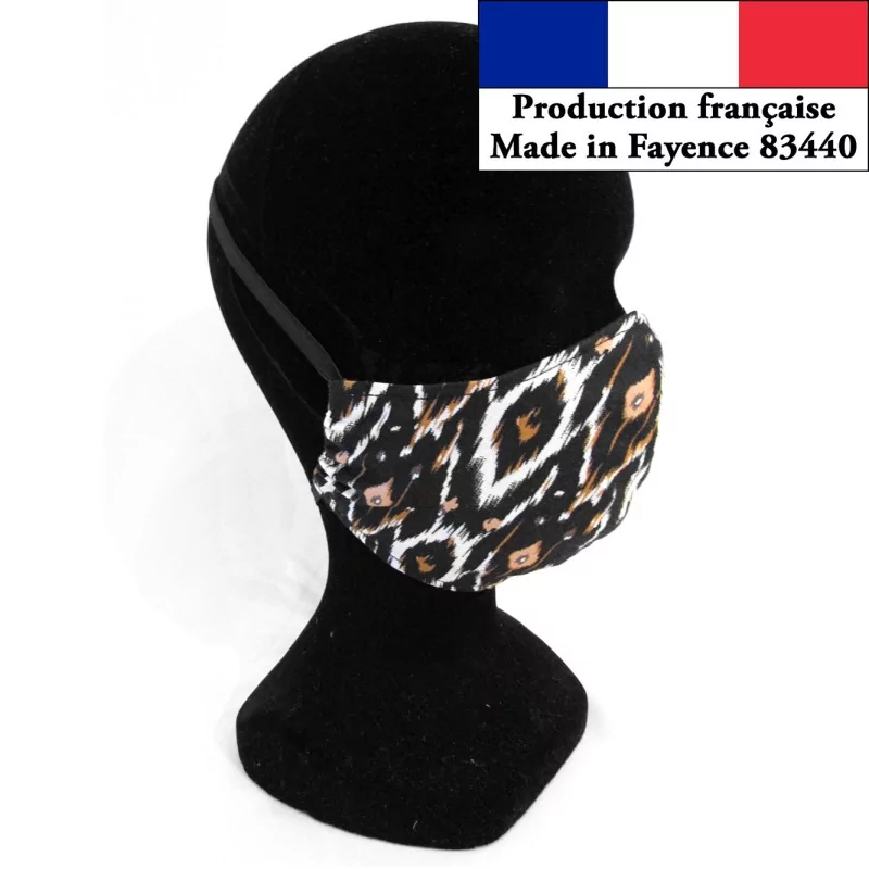 Masque protection barrière  motif ethnique design à la mode réutilisable AFNOR | Wolf Fabrics