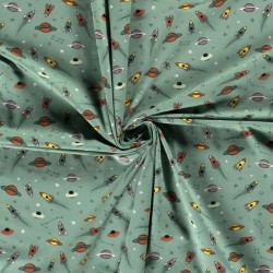 Fabric Jersey Spaceship and Planet | Wolf Fabrics