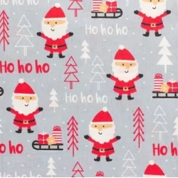 Red Santa Claus  |Ho ho ho Fabric Cotton | Wolf Fabrics