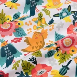 Fabric cotton Birds and Flowers | Wolf Fabrics