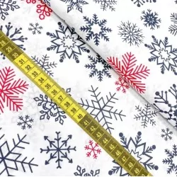 Red and Gray Snowflake Fabric Cotton  |Christmas | Wolf Fabrics