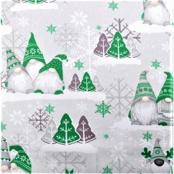 Fabric Christmas Elves Green and Grey Beanies | Wolf Fabrics