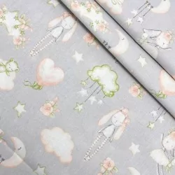 Rabbit and the Moon Fabric Cotton | Wolf Fabrics
